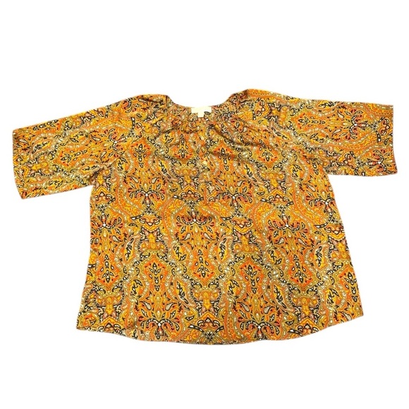 Michael Kors 1X Plus Size Boho Paisley Blouse Three Quarter Sleeve NWOT - Picture 4 of 6